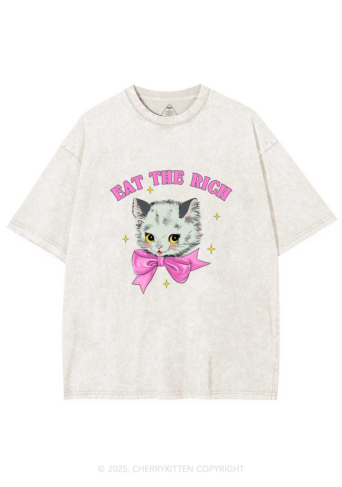 Eat Rich Cat Y2K Washed Tee Cherrykitten