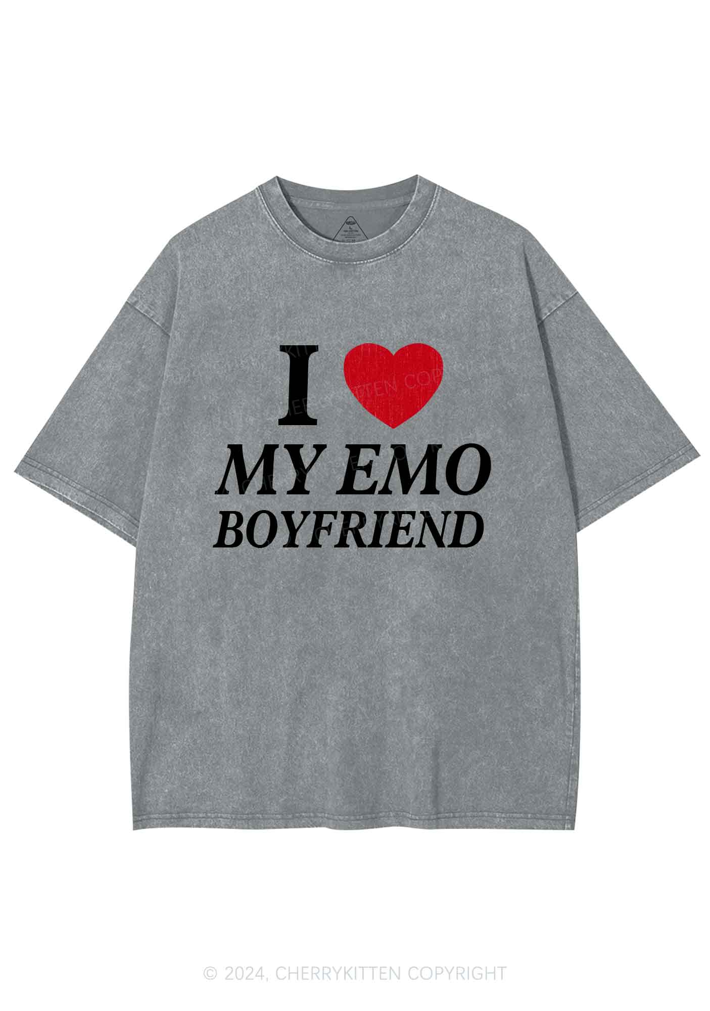 I Love My Emo BF Y2K Valentine's Day Washed Tee Cherrykitten