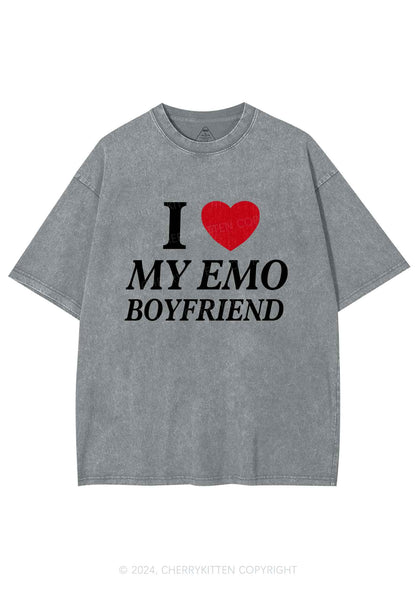 I Love My Emo BF Y2K Valentine's Day Washed Tee Cherrykitten