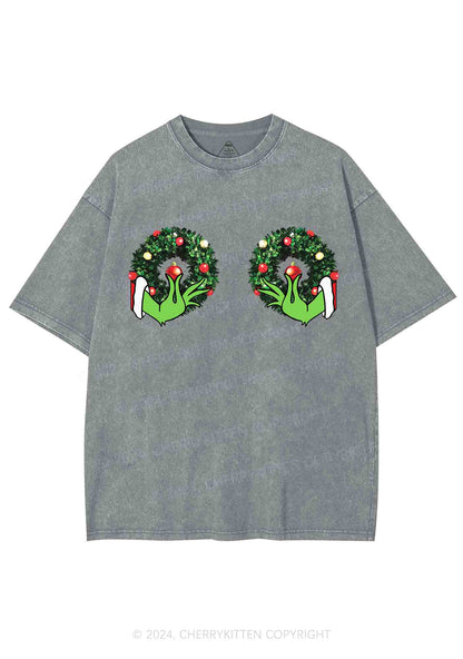 Christmas Wreath Y2K Washed Tee Cherrykitten