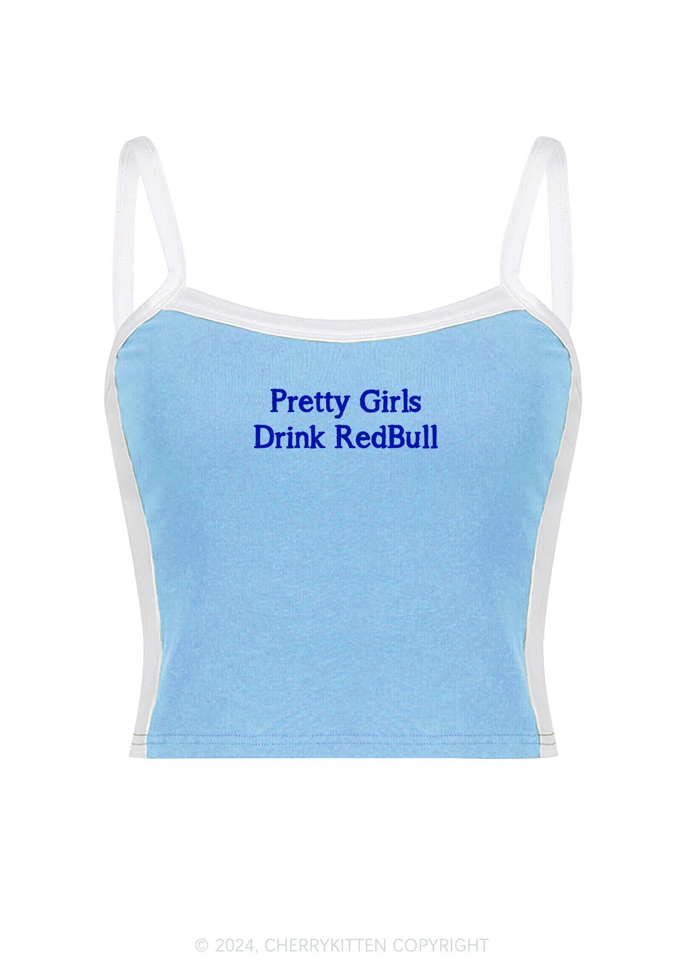 Pretty Girls Drink Redbull Y2K Color Block Crop Cami Top Cherrykitten