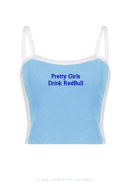 Pretty Girls Drink Redbull Y2K Color Block Crop Cami Top Cherrykitten