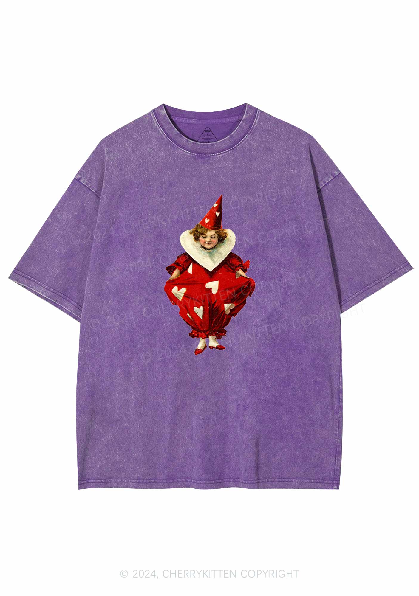 Heart Jester Y2K Valentine's Day Washed Tee Cherrykitten