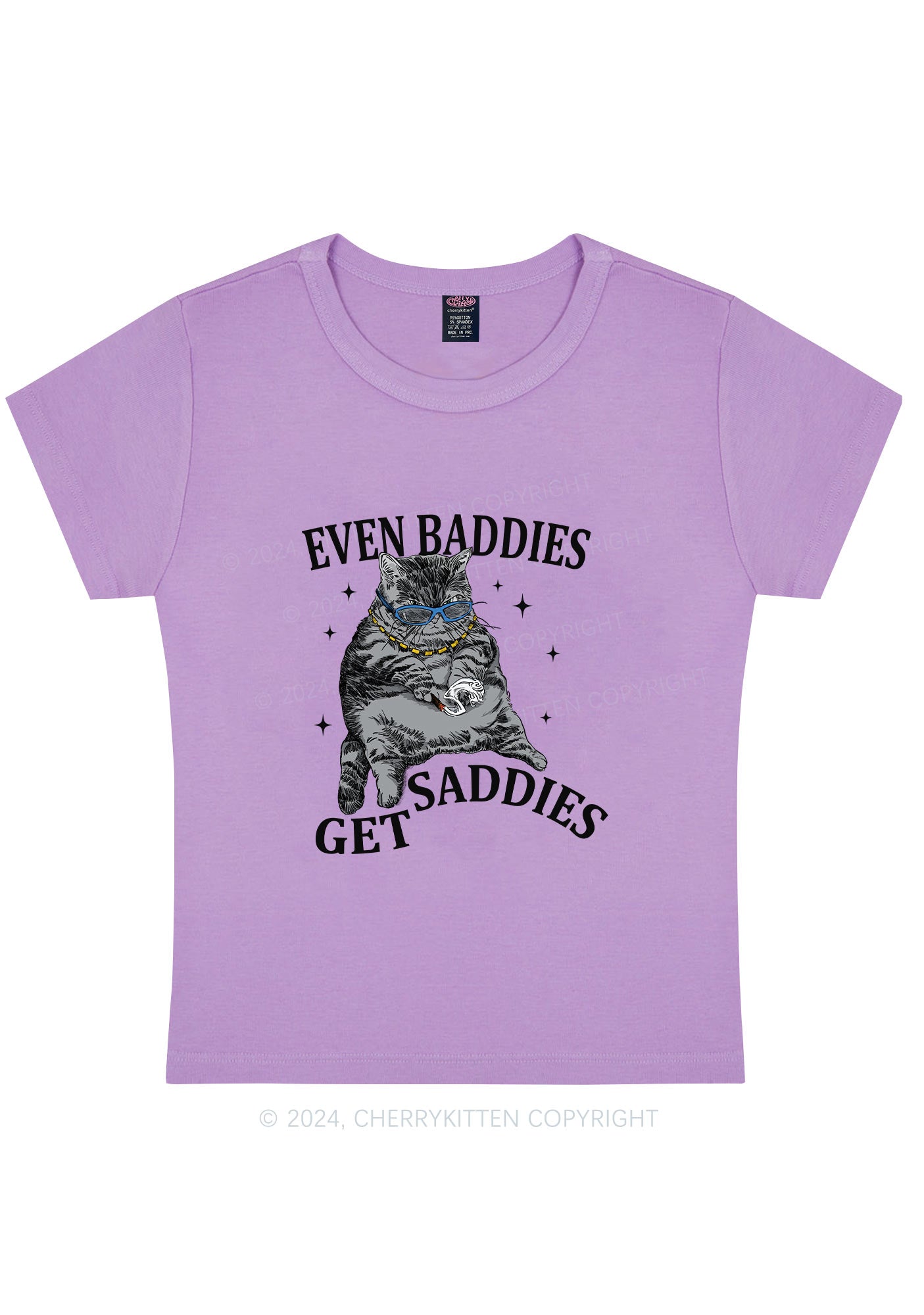 Even Baddies Get Saddies Y2K Baby Tee Cherrykitten