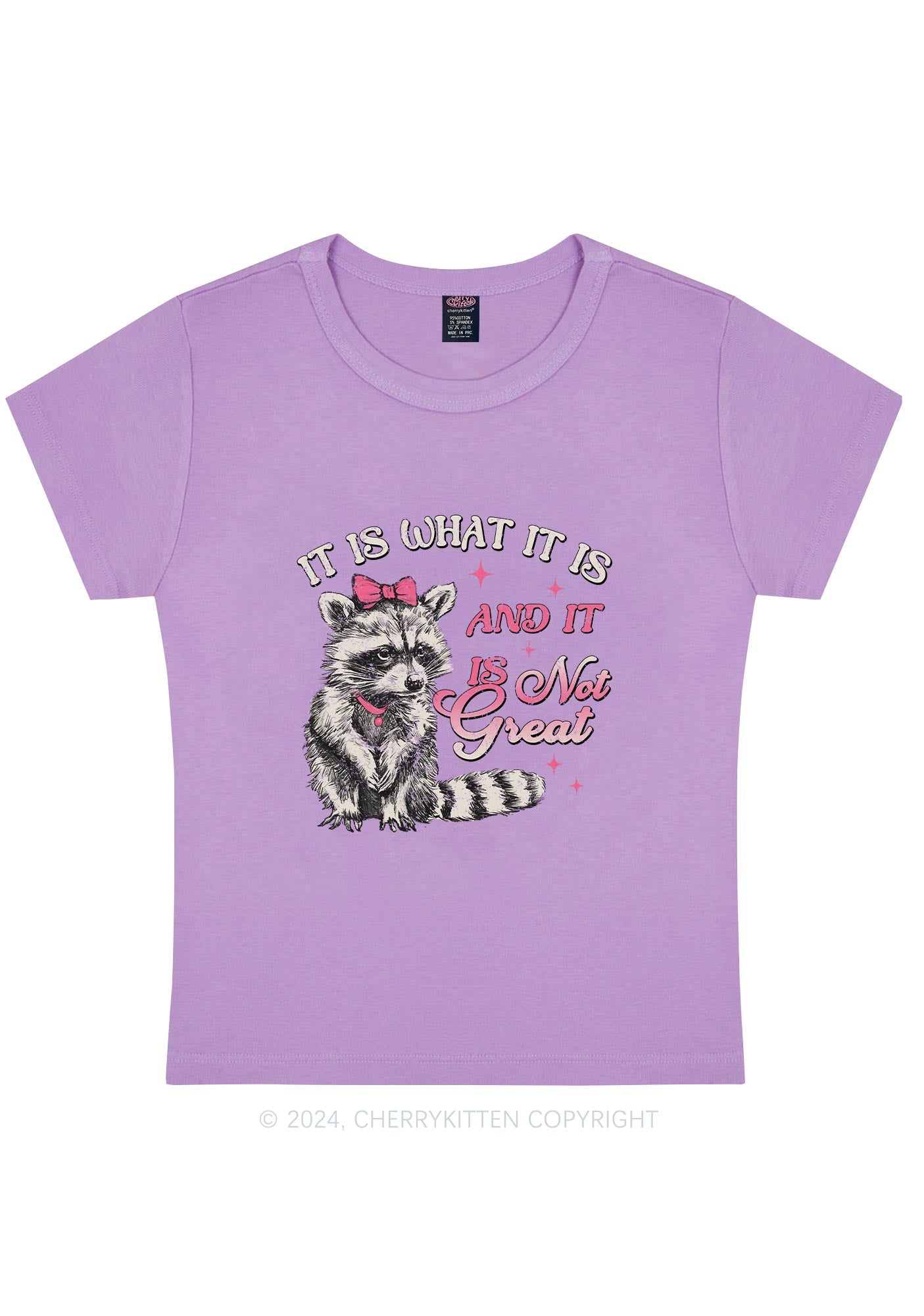 Not Great Raccoon Y2K Baby Tee Cherrykitten