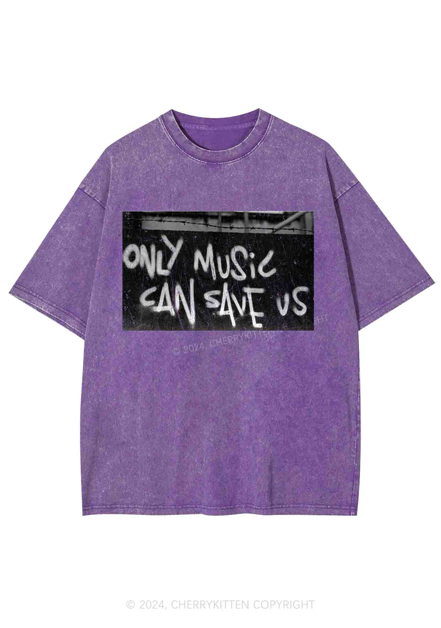 Only Music Can Save Us Y2K Washed Tee Cherrykitten