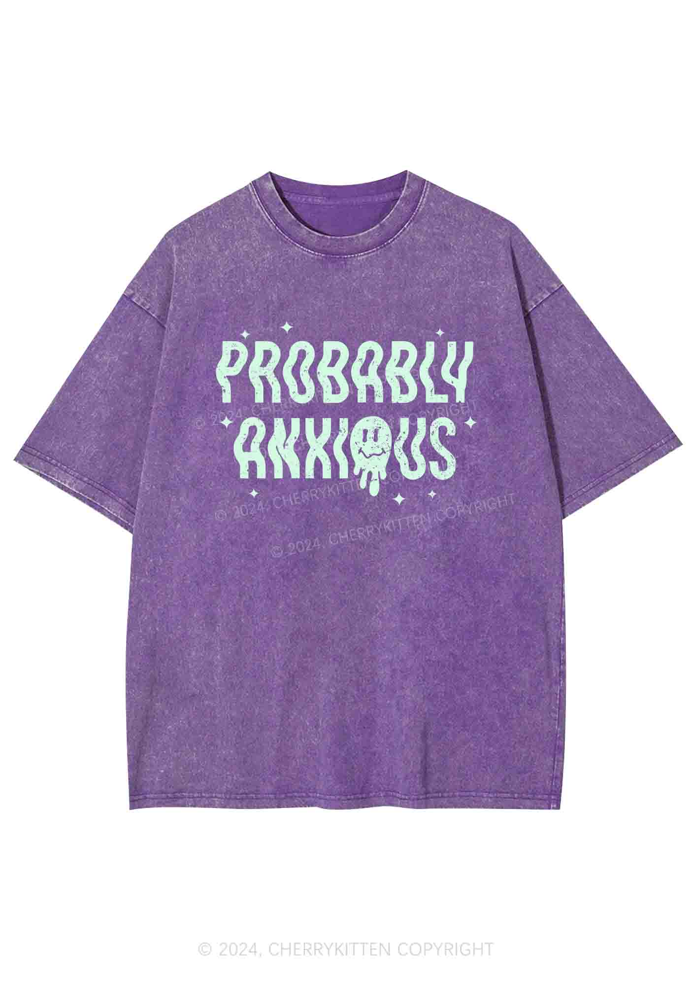 Probably Anxious Grimace Y2K Washed Tee Cherrykitten