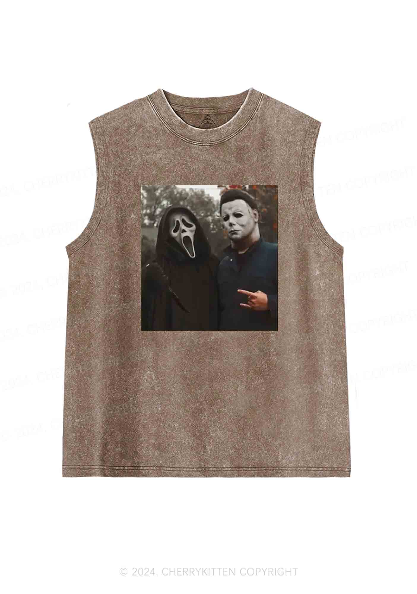 Halloween Scream Rock Y2K Washed Tank Cherrykitten