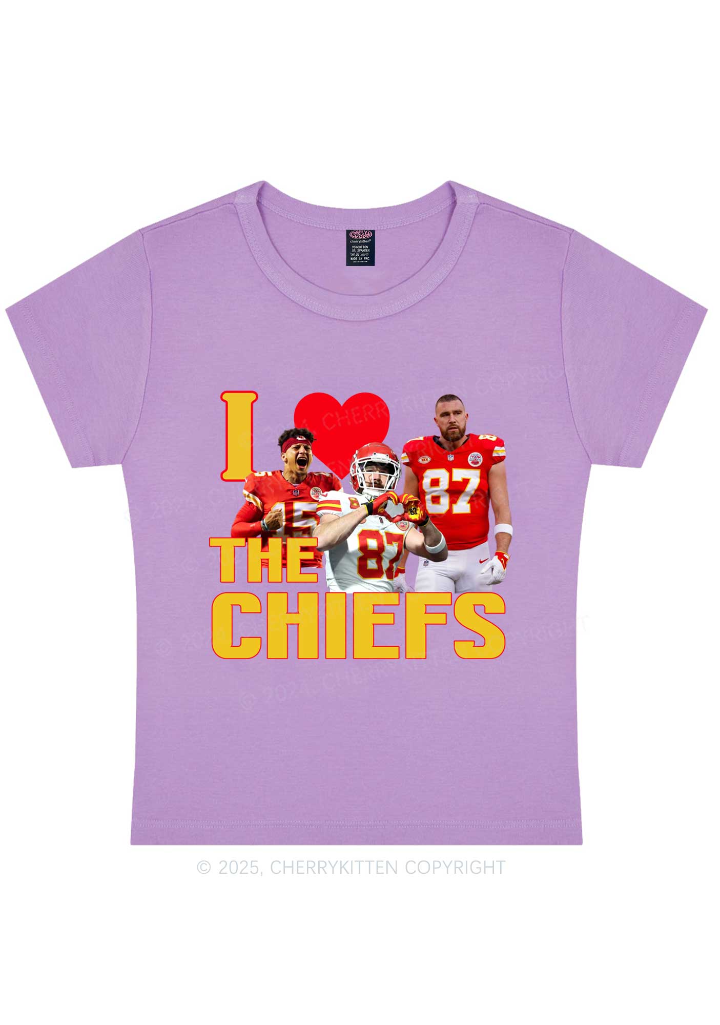 Custom I Love Chiefs Y2K Super Bowl Baby Tee Cherrykitten