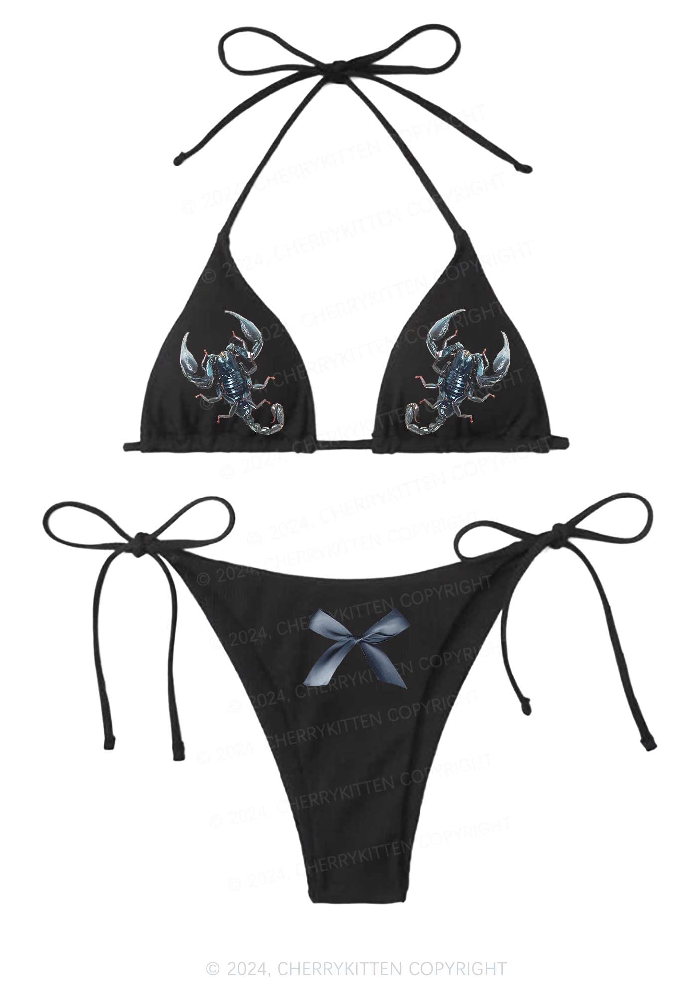 Scorpion Y2K Halter Triangle Bikini Set Cherrykitten