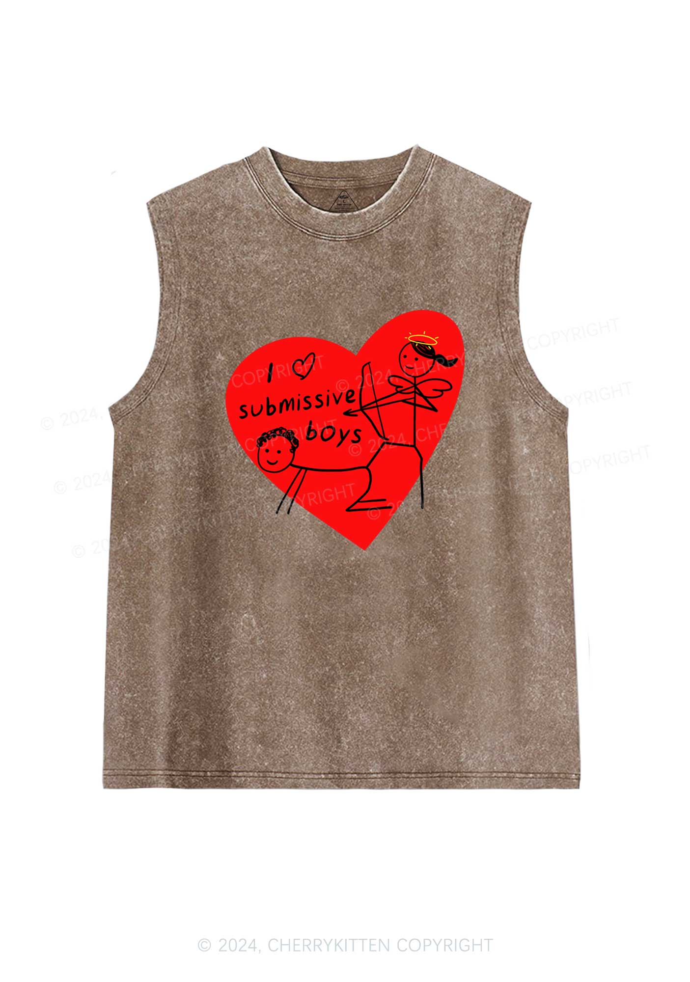 Girl Love S Boys Y2K Valentine's Day Washed Tank Cherrykitten