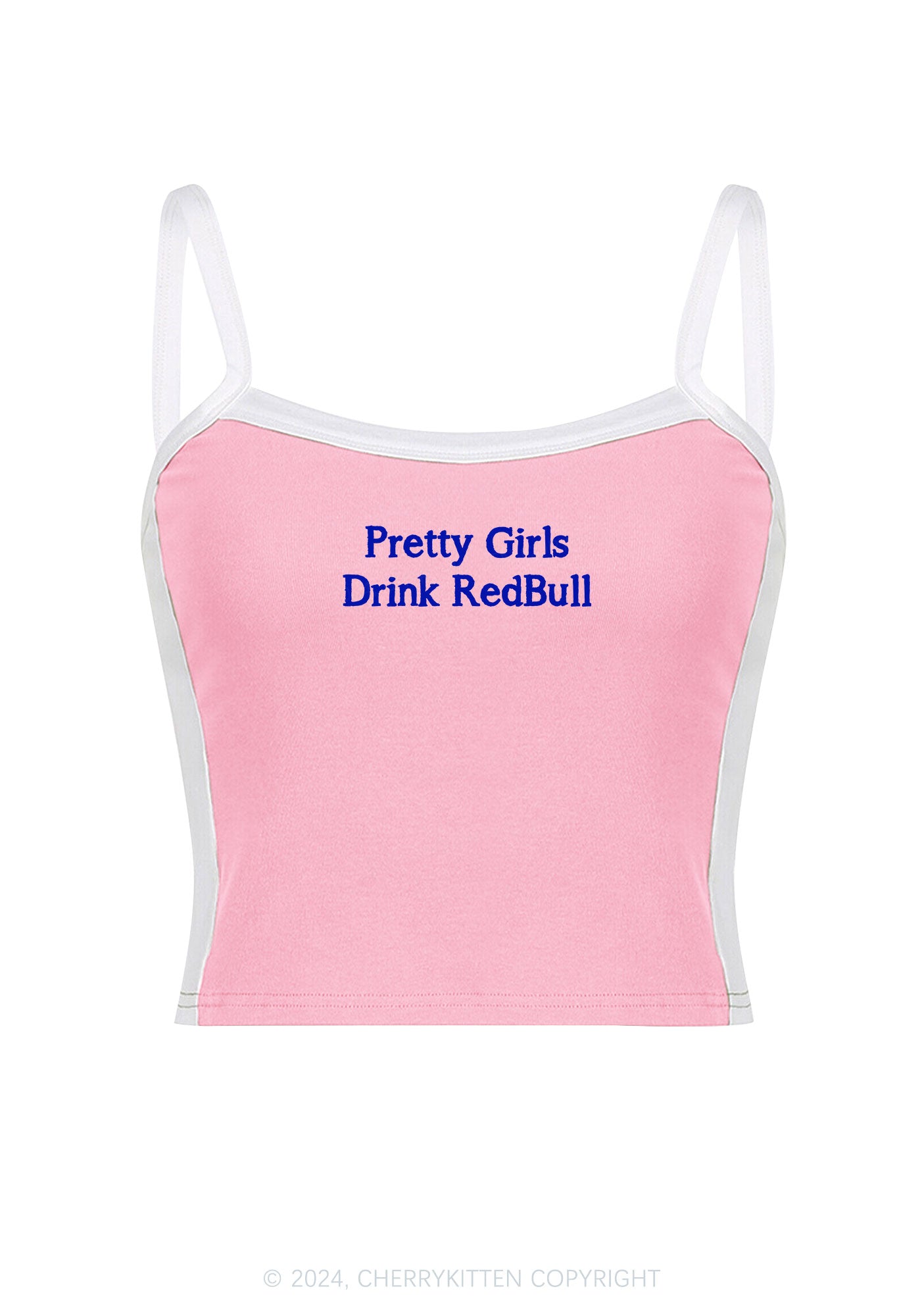 Pretty Girls Drink Redbull Y2K Color Block Crop Cami Top Cherrykitten