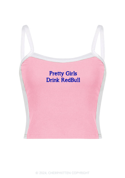 Pretty Girls Drink Redbull Y2K Color Block Crop Cami Top Cherrykitten