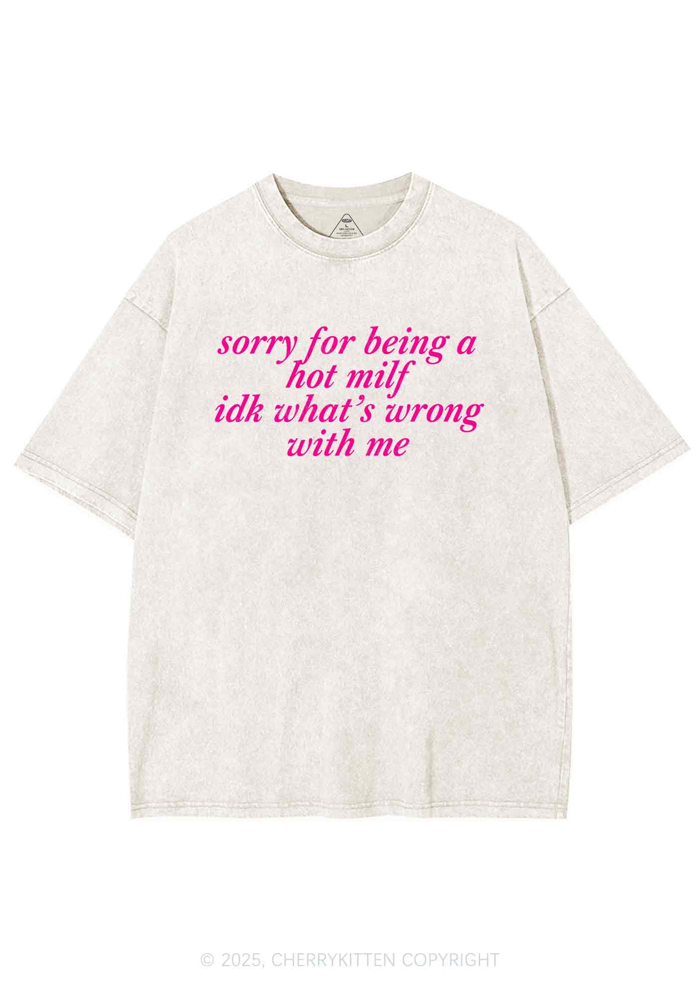 Sorry For Being A Hot Mxxf Y2K Washed Tee Cherrykitten