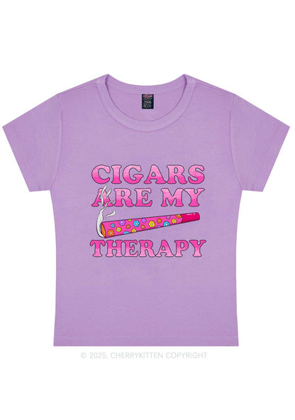 Cigars Are My Therapy Y2K Baby Tee Cherrykitten