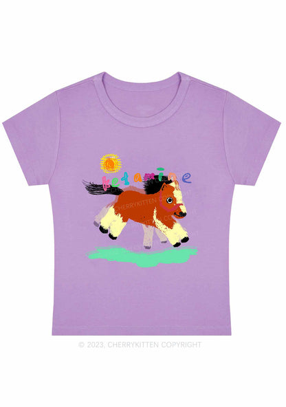 Curvy Delusional K Horse Y2K Baby Tee Cherrykitten