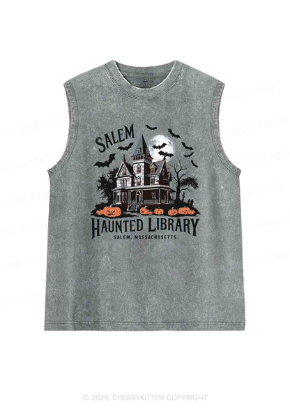 Halloween Haunted Library Y2K Washed Tank Cherrykitten