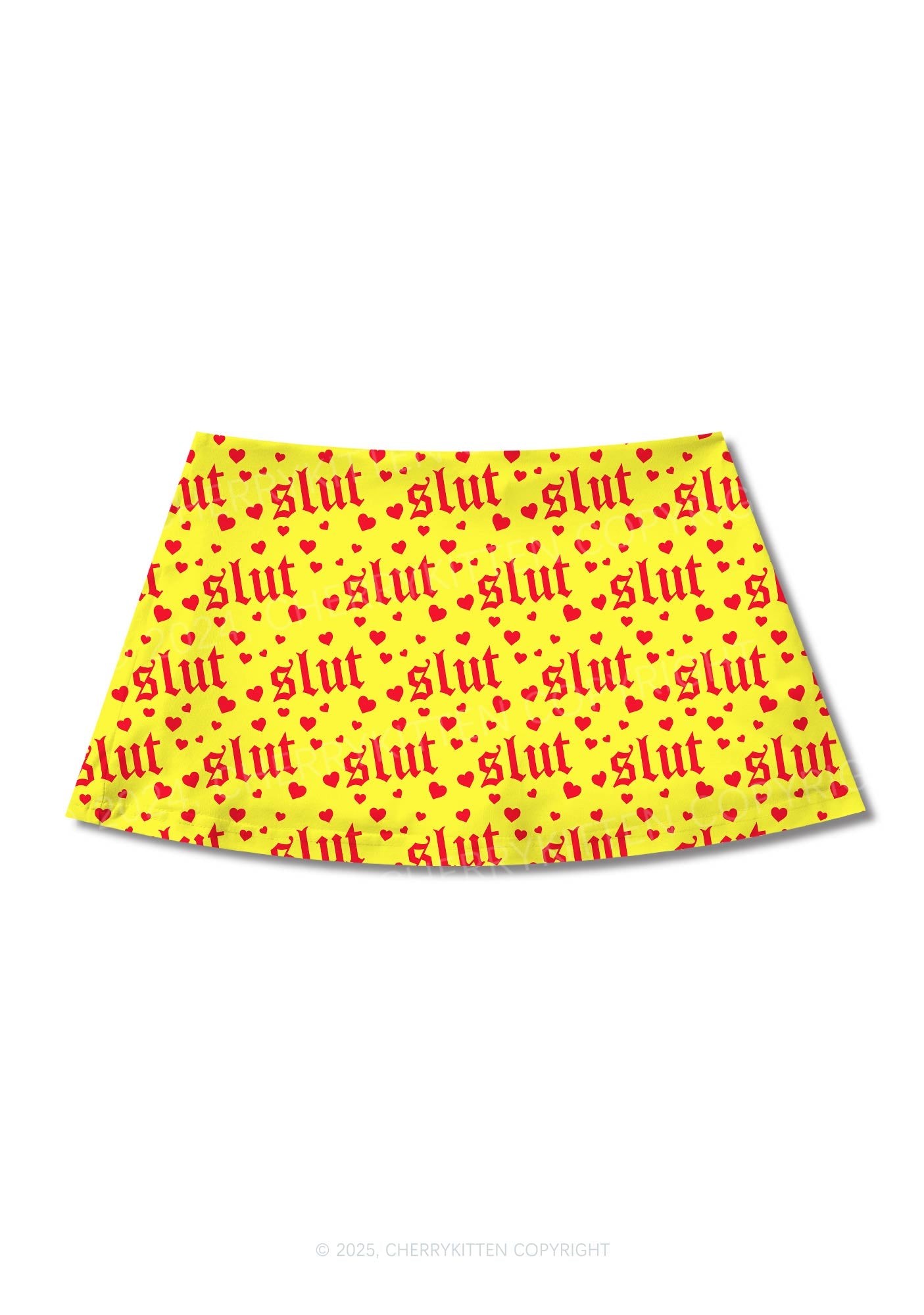 Yellow Slxt Y2K Print Mini Skirt Cherrykitten