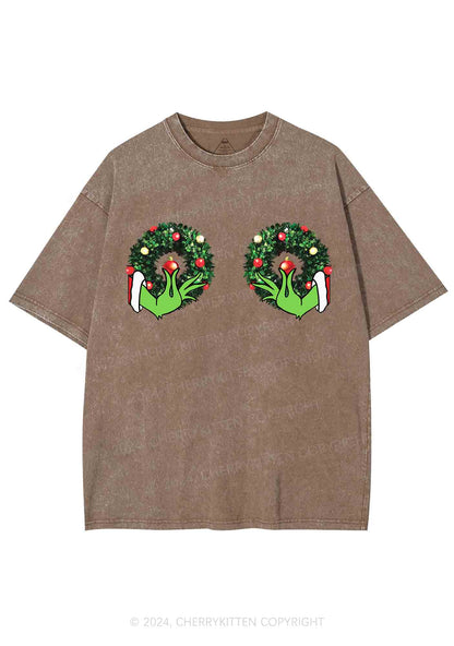 Christmas Wreath Y2K Washed Tee Cherrykitten