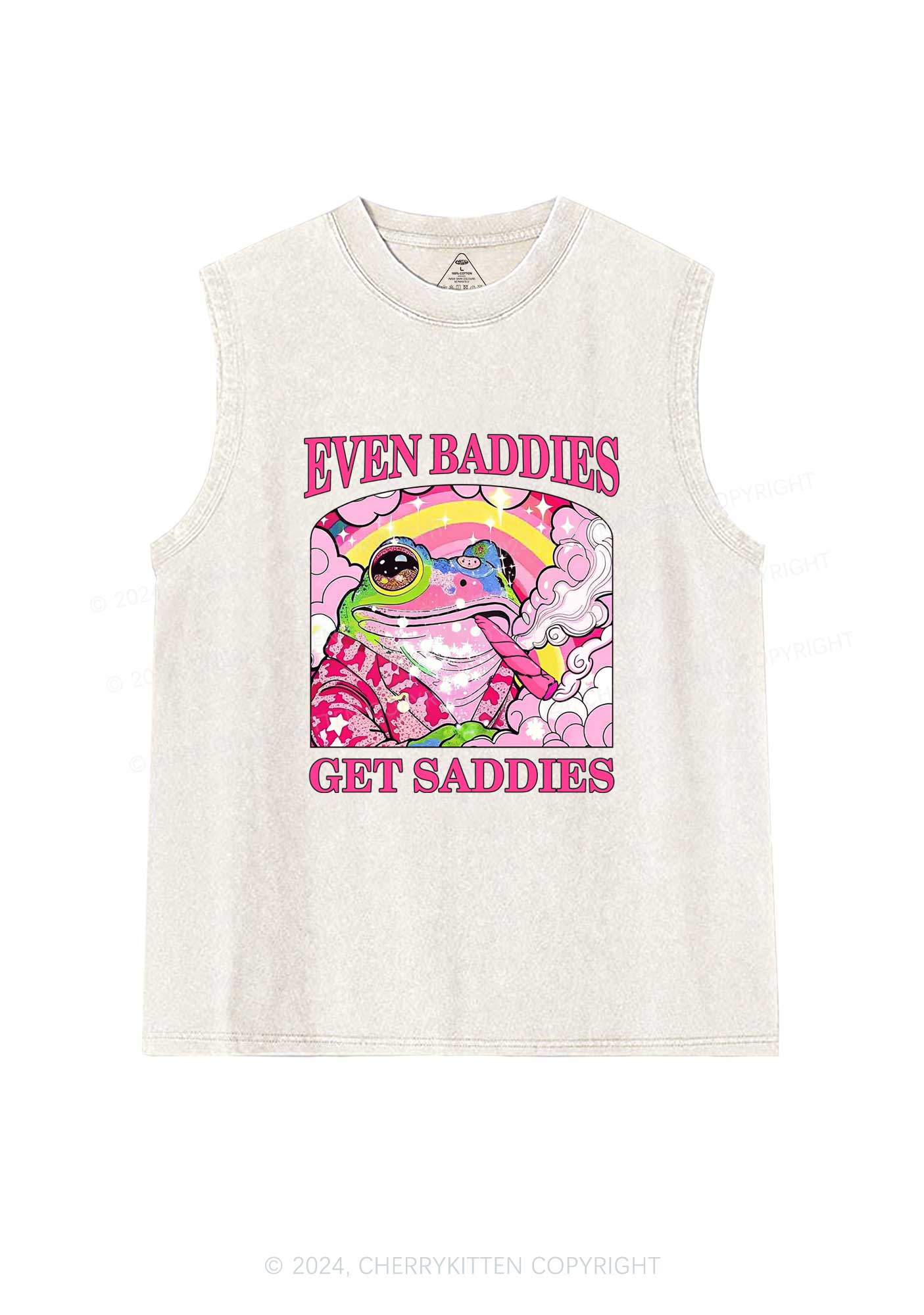 Baddies Smoking Frog Y2K Washed Tank Cherrykitten