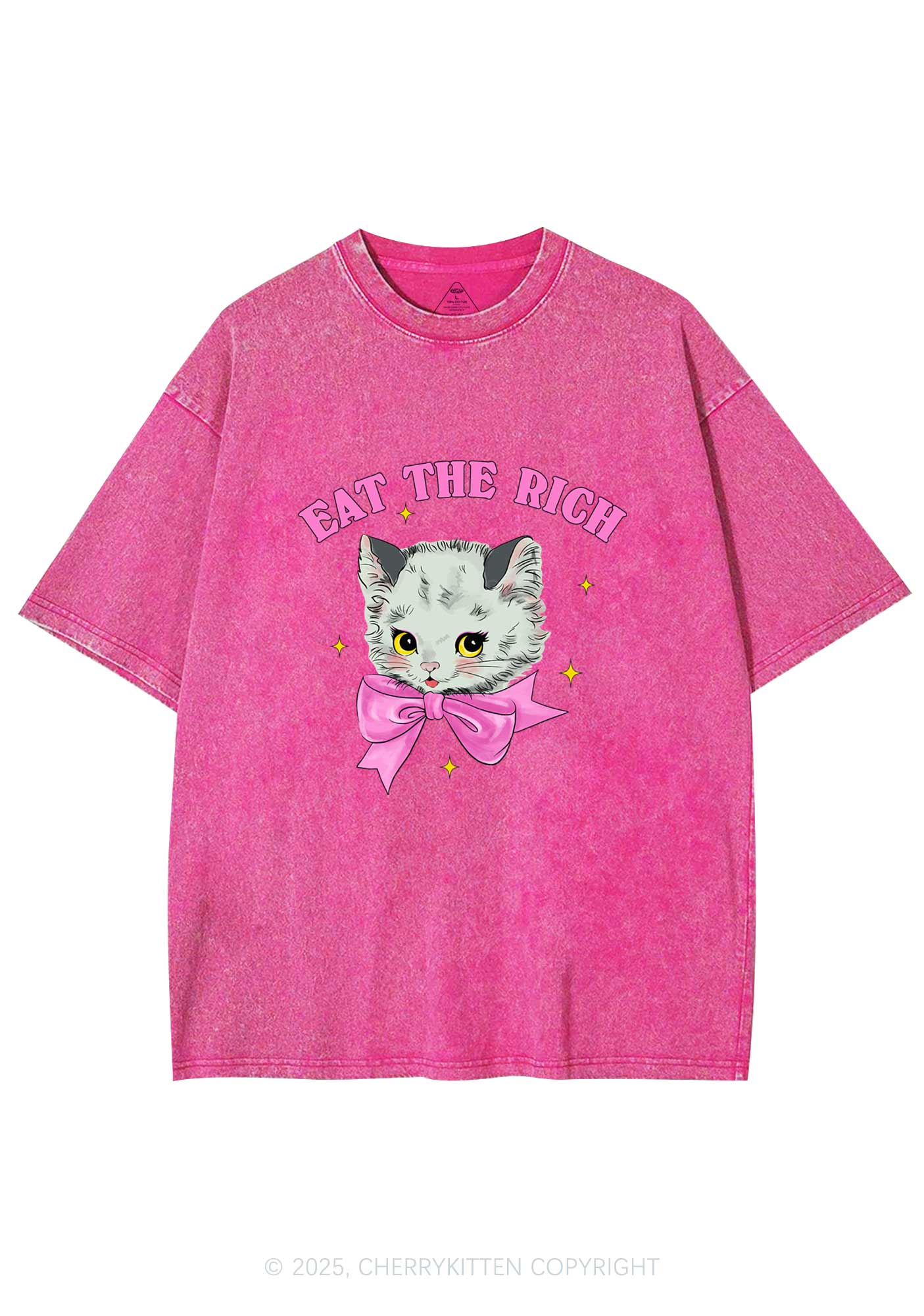 Eat Rich Cat Y2K Washed Tee Cherrykitten