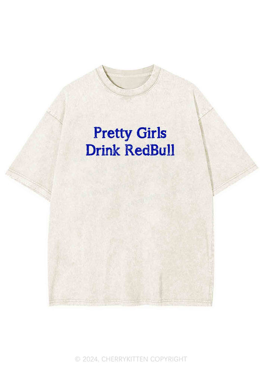 Pretty Girls Drink Redbull Y2K Washed Tee Cherrykitten