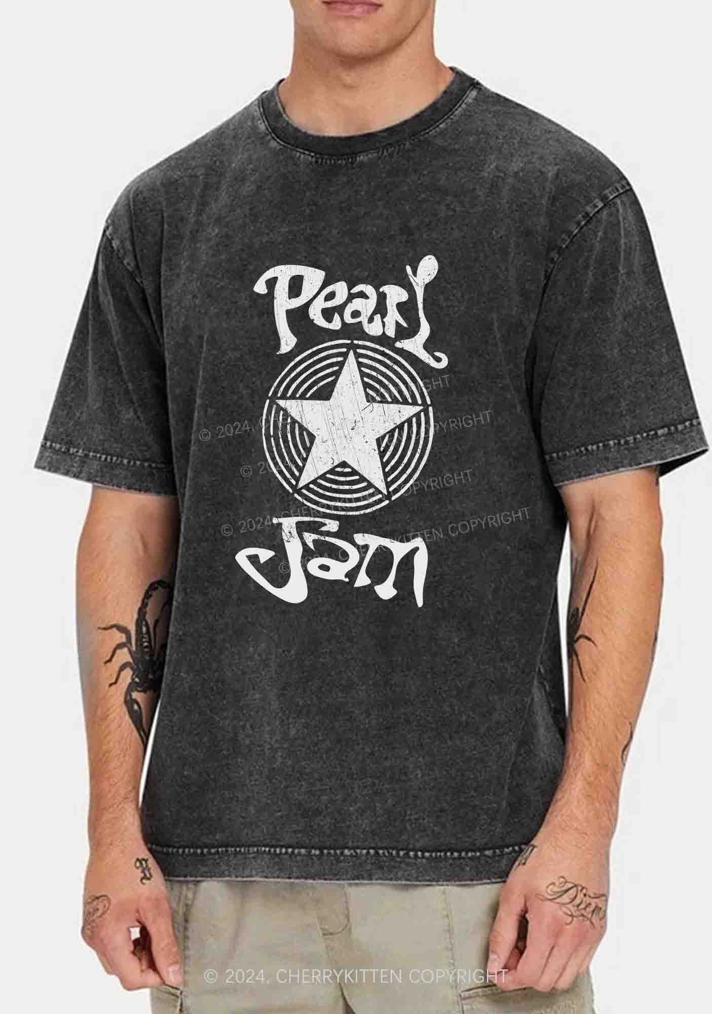 Pearl Jam Pentagram Y2K Washed Tee Cherrykitten