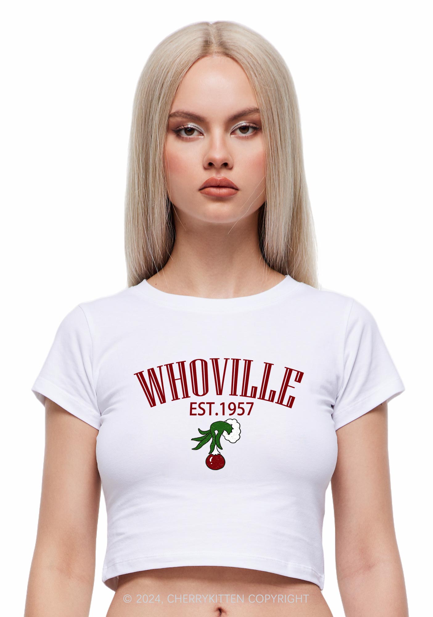 Christmas Whoville Y2K Baby Tee Cherrykitten