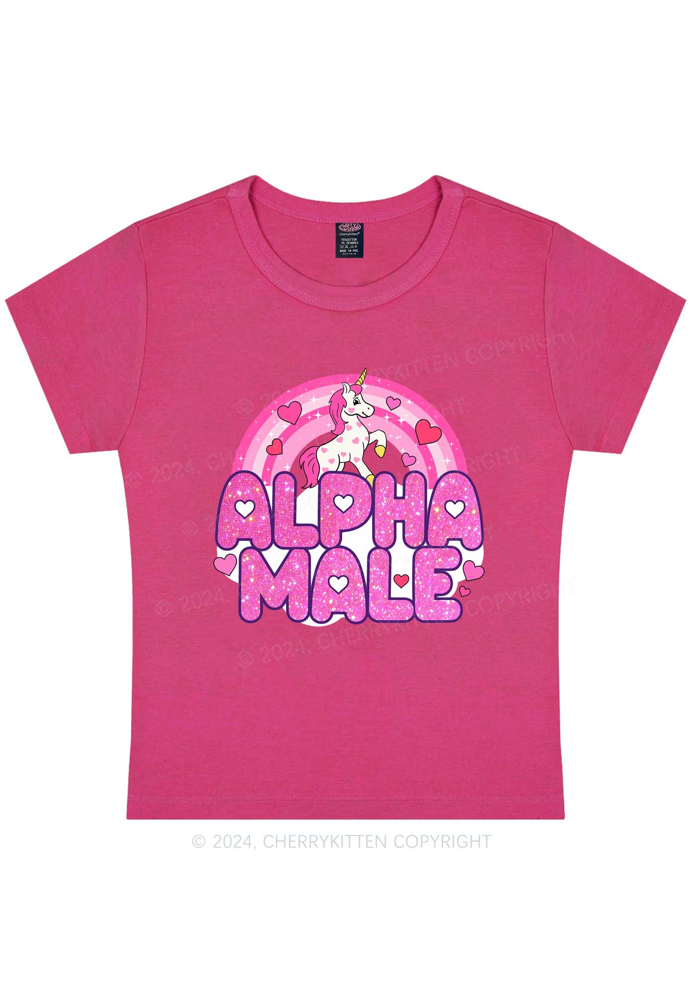 Alpha Male Unicorn Y2K Valentine's Day Baby Tee Cherrykitten