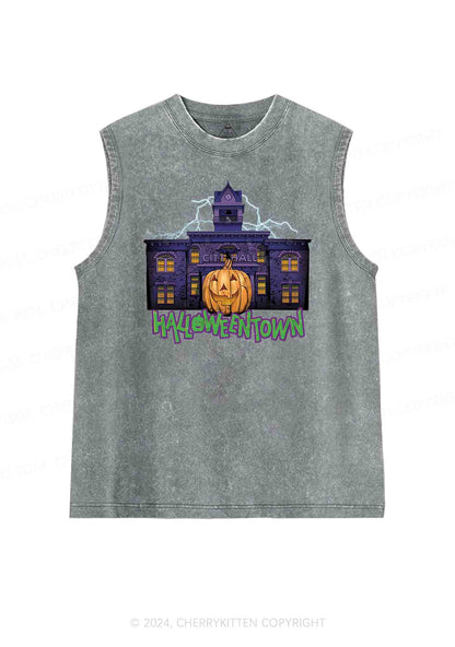 Halloween Spooky Square Y2K Washed Tank Cherrykitten