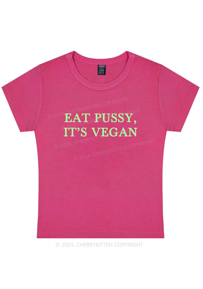 Eat Puxxy It's Vegan Y2K Baby Tee Cherrykitten