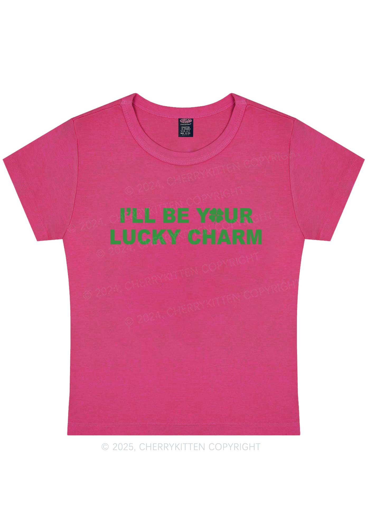 Be Your Lucky Charm St Patricks Y2K Baby Tee Cherrykitten