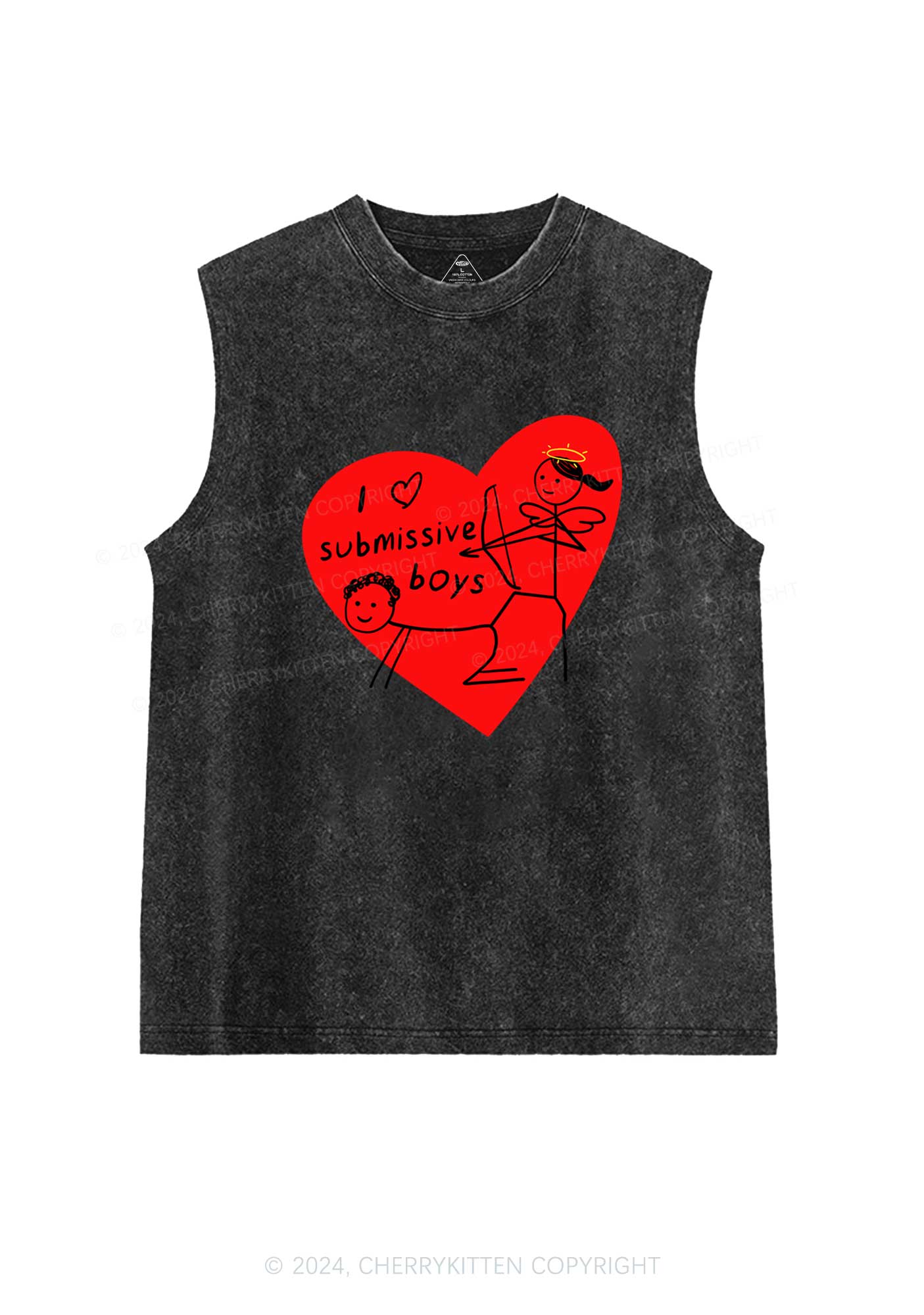 Girl Love S Boys Y2K Valentine's Day Washed Tank Cherrykitten