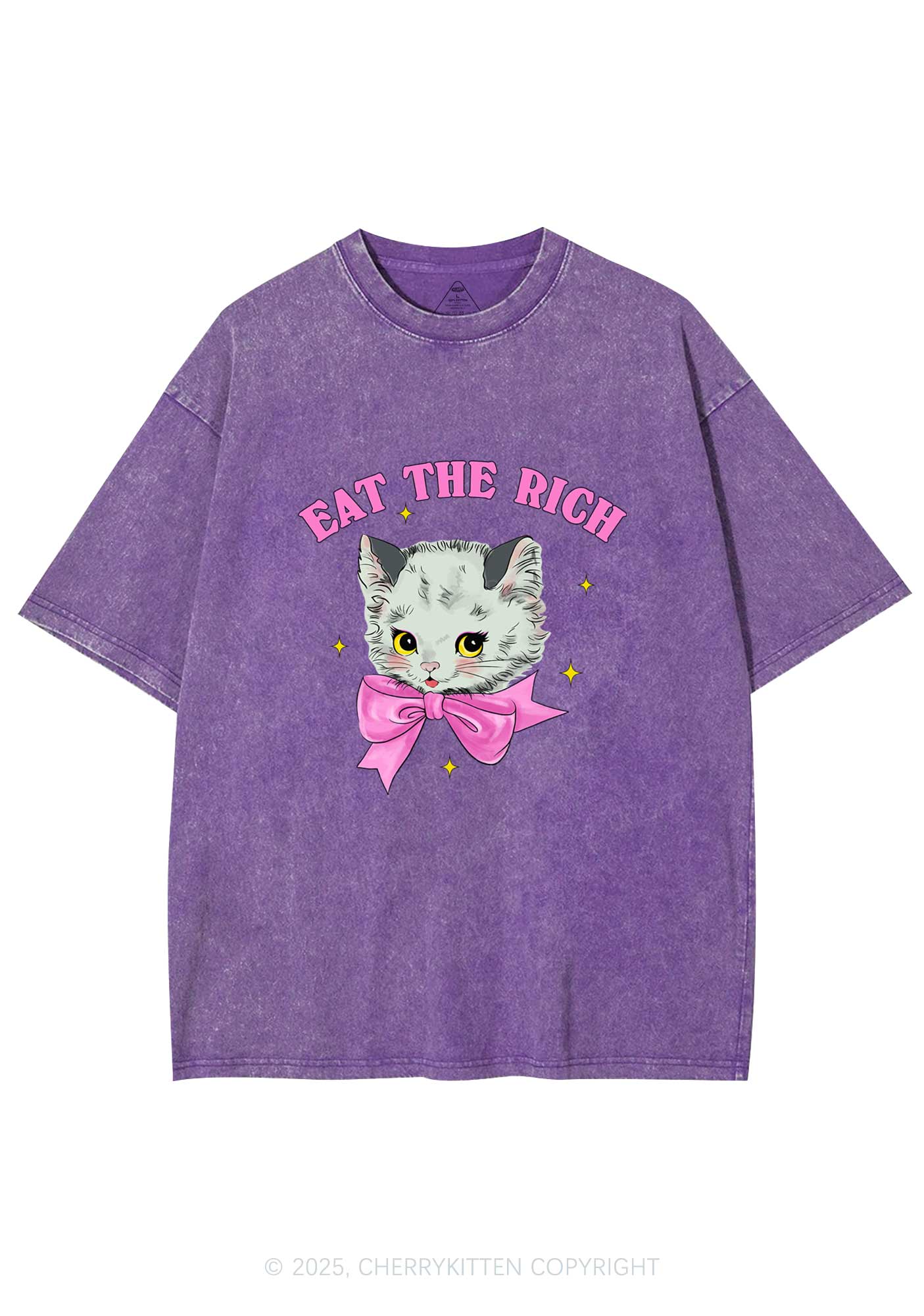 Eat Rich Cat Y2K Washed Tee Cherrykitten