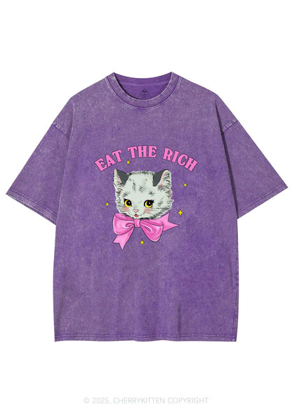 Eat Rich Cat Y2K Washed Tee Cherrykitten