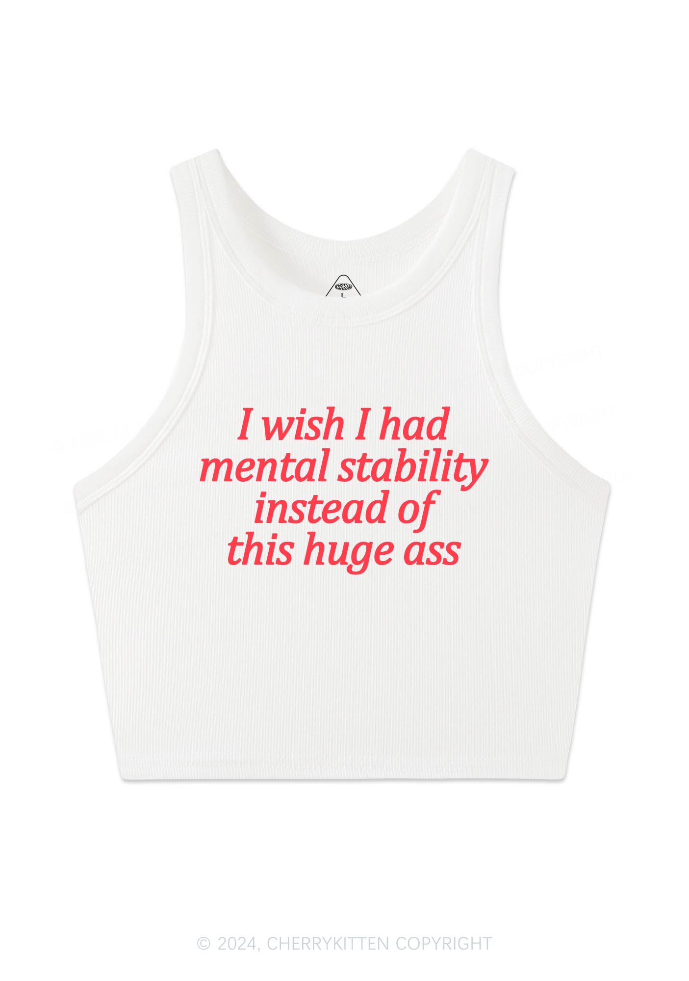 I Wish Mental Stability Y2K Crop Tank Top Cherrykitten