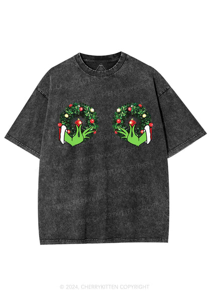 Christmas Wreath Y2K Washed Tee Cherrykitten