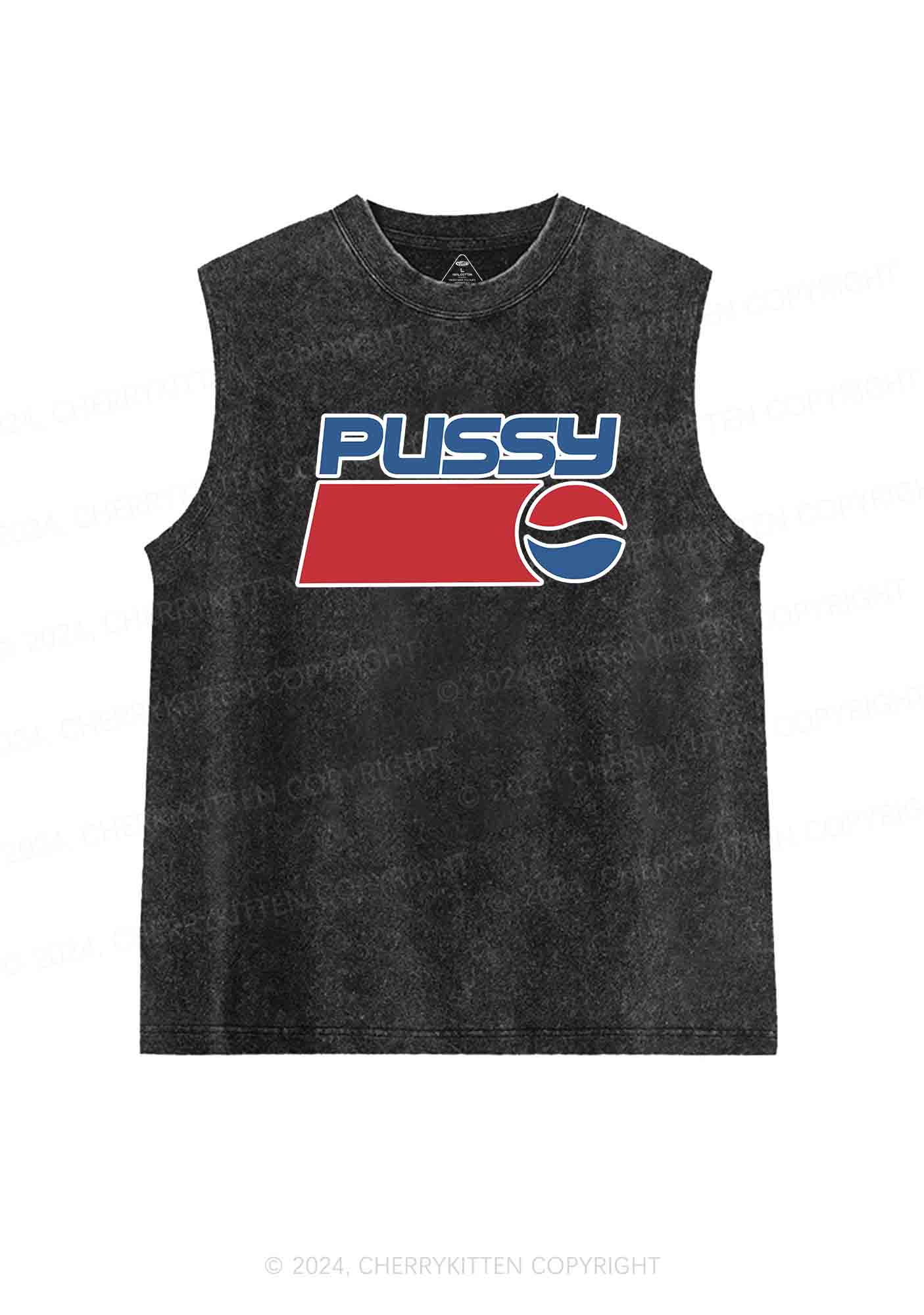 Red Blue Puxxy Y2K Washed Tank Cherrykitten