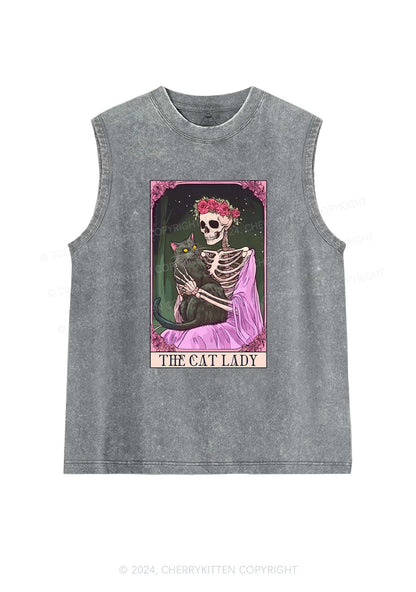 Skeleton Lady Y2K Washed Tank Cherrykitten