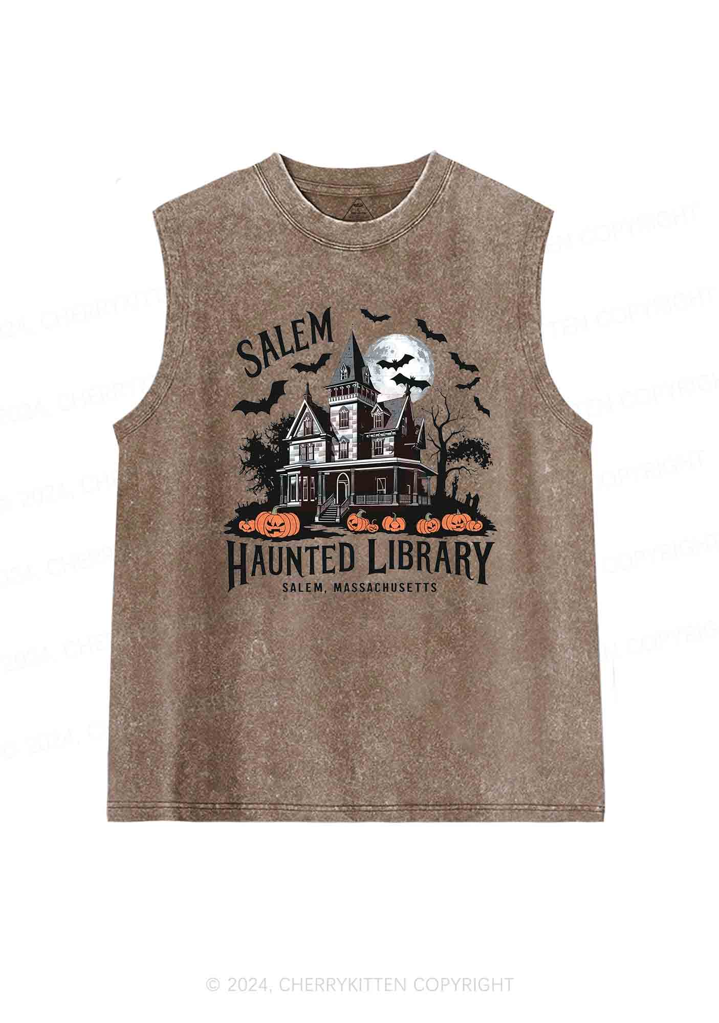 Halloween Haunted Library Y2K Washed Tank Cherrykitten