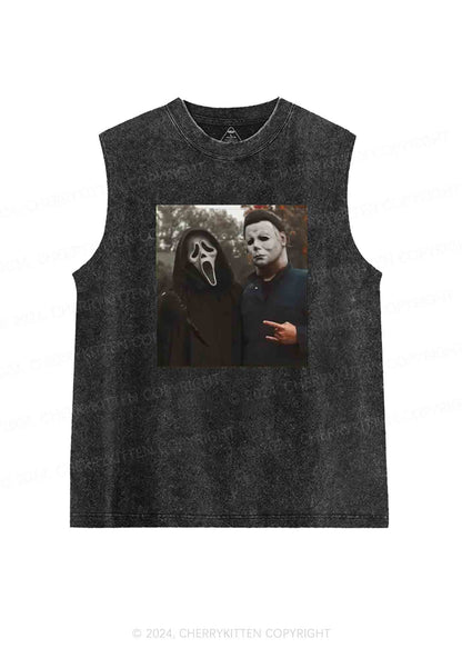 Halloween Scream Rock Y2K Washed Tank Cherrykitten