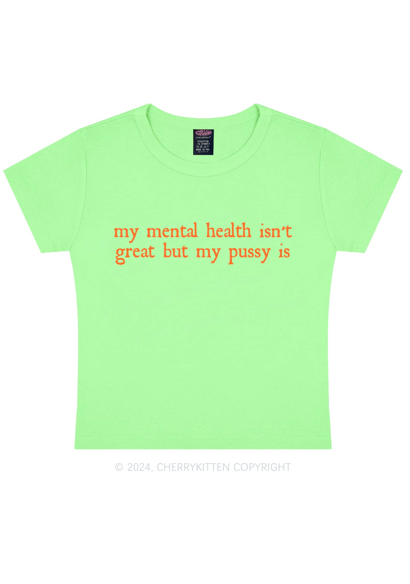 Great Mental Health Y2K Baby Tee Cherrykitten