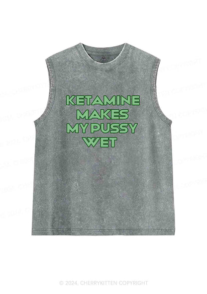 K Makes My Puxxy Wet Y2K Washed Tank Cherrykitten