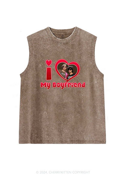 Custom Photo Red Heart Y2K Valentine's Day Washed Tank Cherrykitten