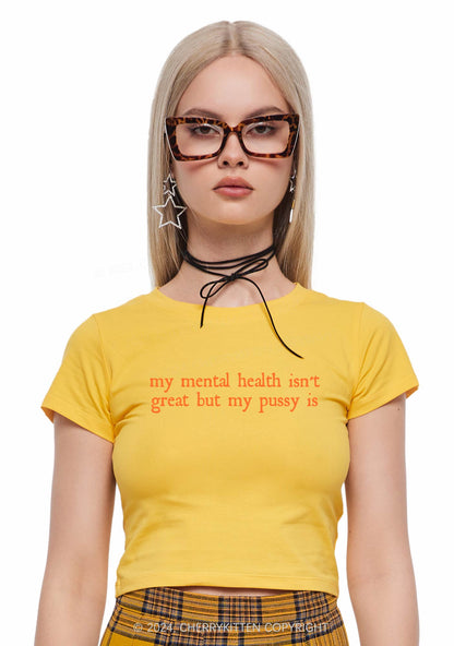 Great Mental Health Y2K Baby Tee Cherrykitten