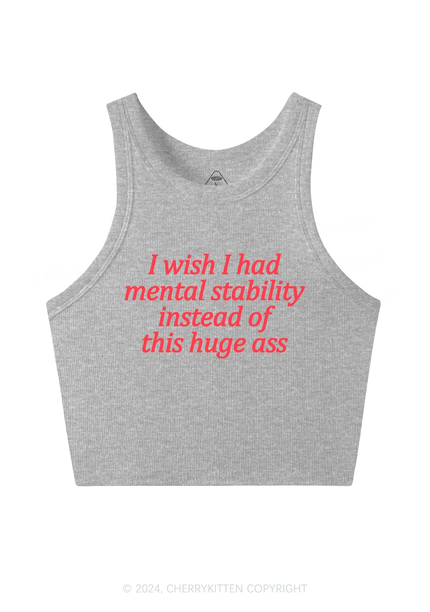 I Wish Mental Stability Y2K Crop Tank Top Cherrykitten