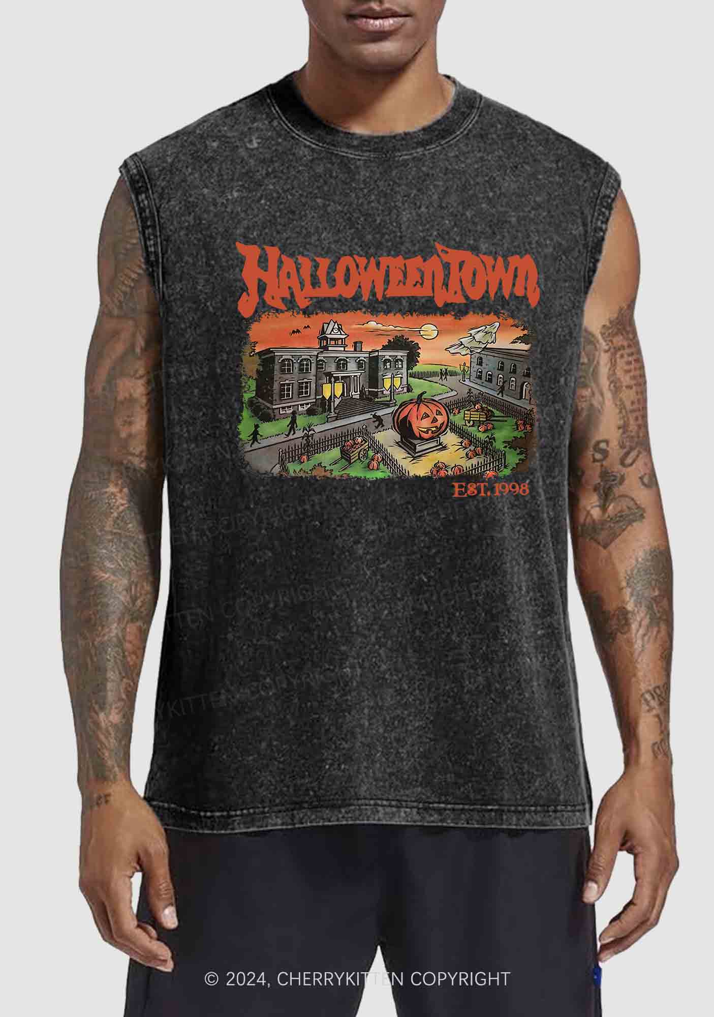 Halloween Town EST 1998 Y2K Washed Tank Cherrykitten