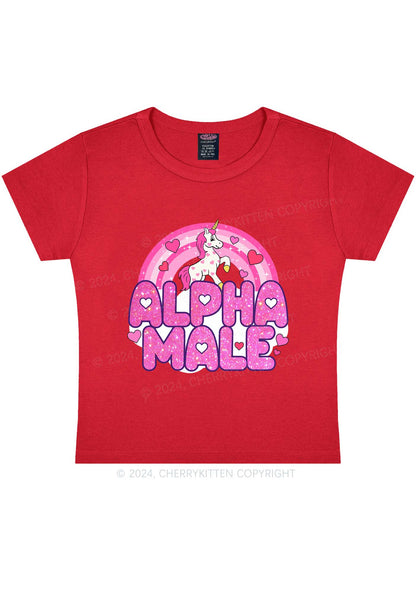 Alpha Male Unicorn Y2K Valentine's Day Baby Tee Cherrykitten