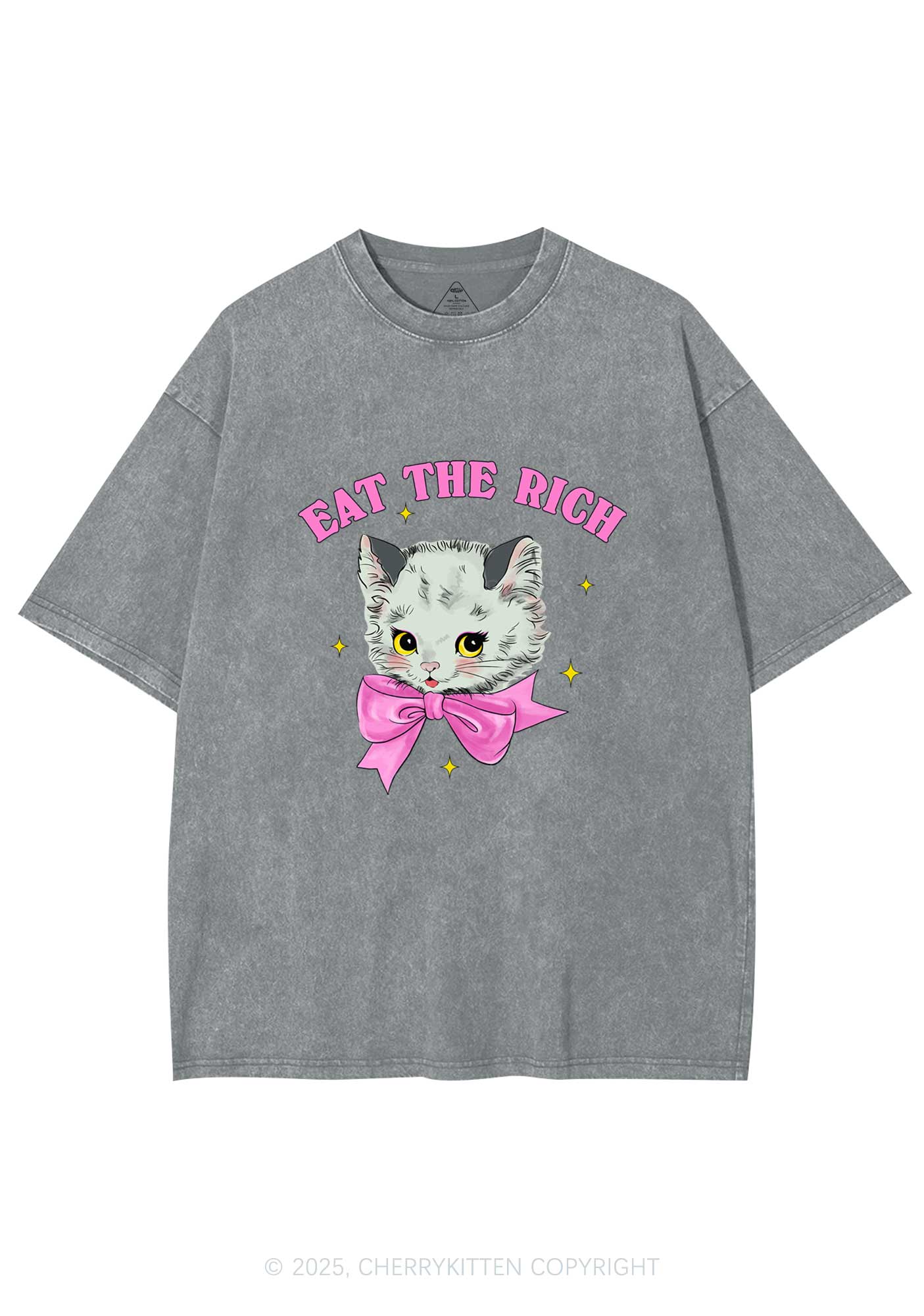 Eat Rich Cat Y2K Washed Tee Cherrykitten