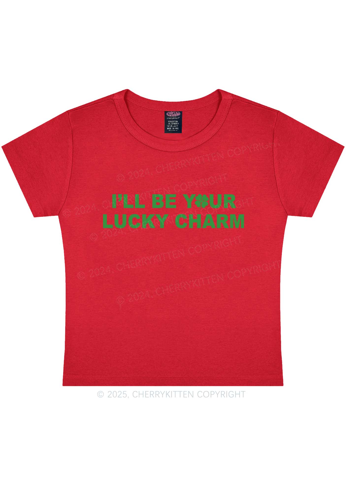 Be Your Lucky Charm St Patricks Y2K Baby Tee Cherrykitten